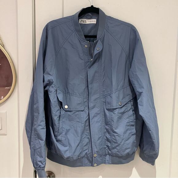 Zara Man Light Blue Lightweight Jacket Sz Large - Picture 1 of 9